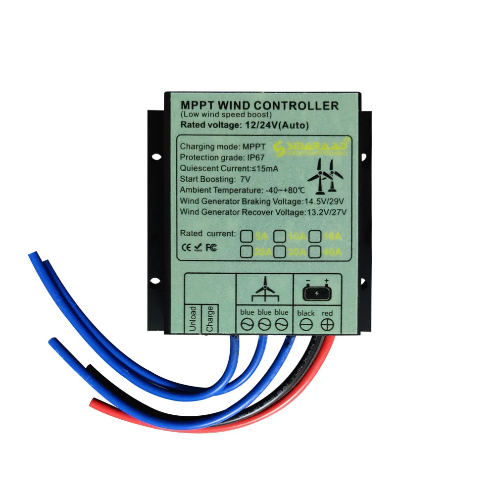 MPPT regulátor vetra, maximálny prúd 40A, 12V/24V automatický, 12V 24V AUTO