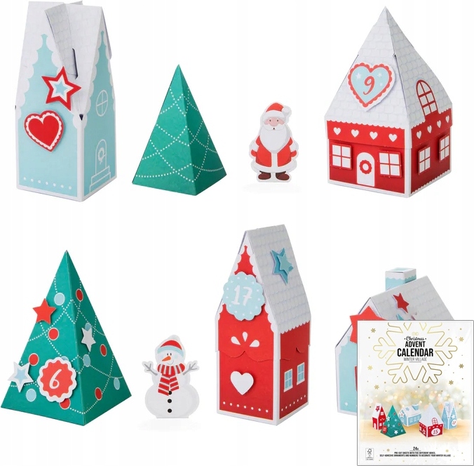 Adventný kalendár Vianočné domčeky Christmas Diy 24Szt