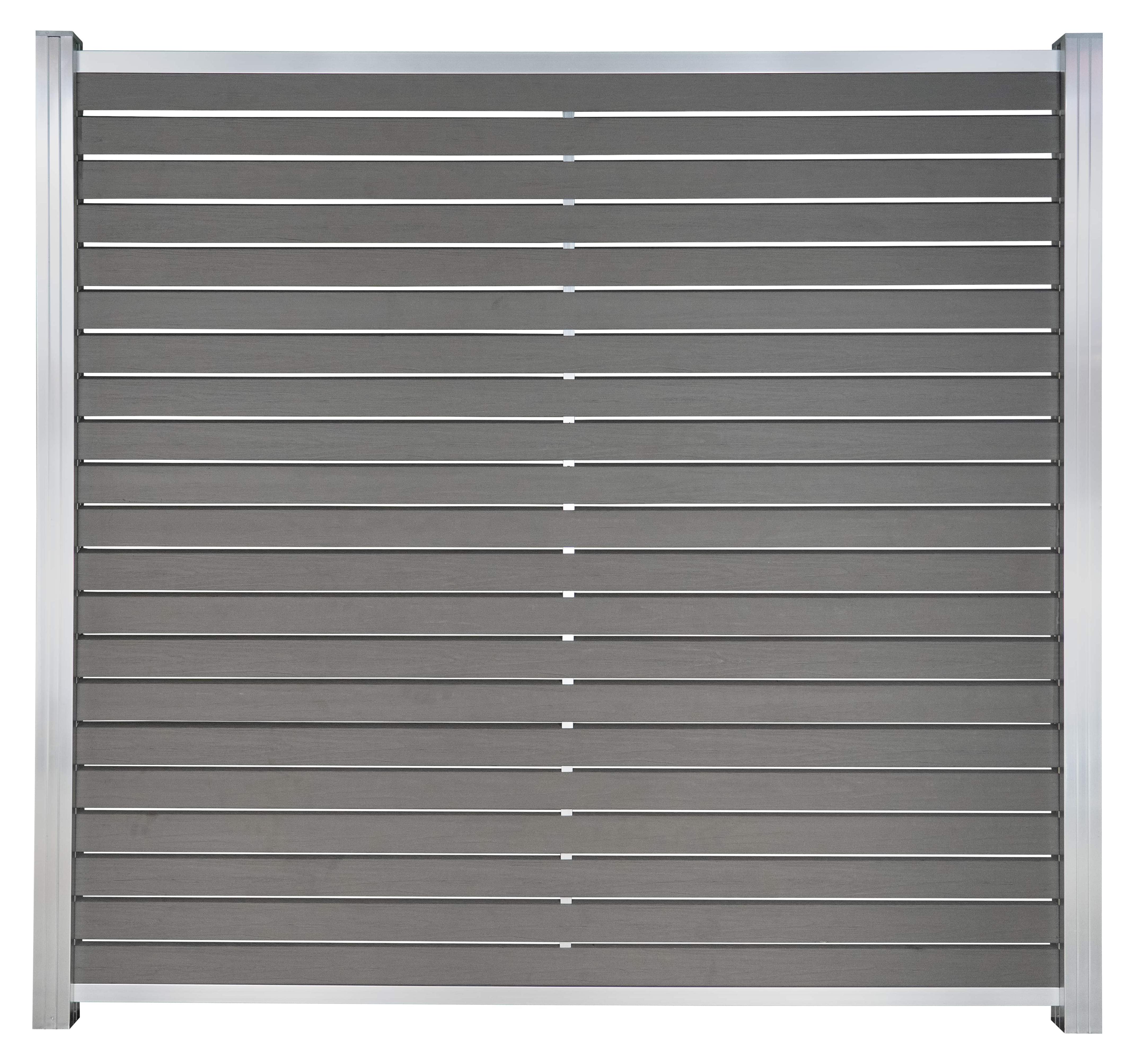 Ligna-Gard GmbH Ligna Gard Rhombus WPC Zaun Texel Holzstruktur ca. 180 x 180 cm Sichtschutz Steckzaun Steingrau Holzstruktur Aluminium Silber Ohne Pfosten