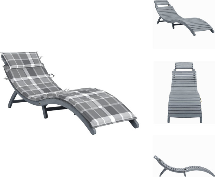 vidaXL Lehátko s vankúšom sivé z masívneho dreva akácie - Lehátka