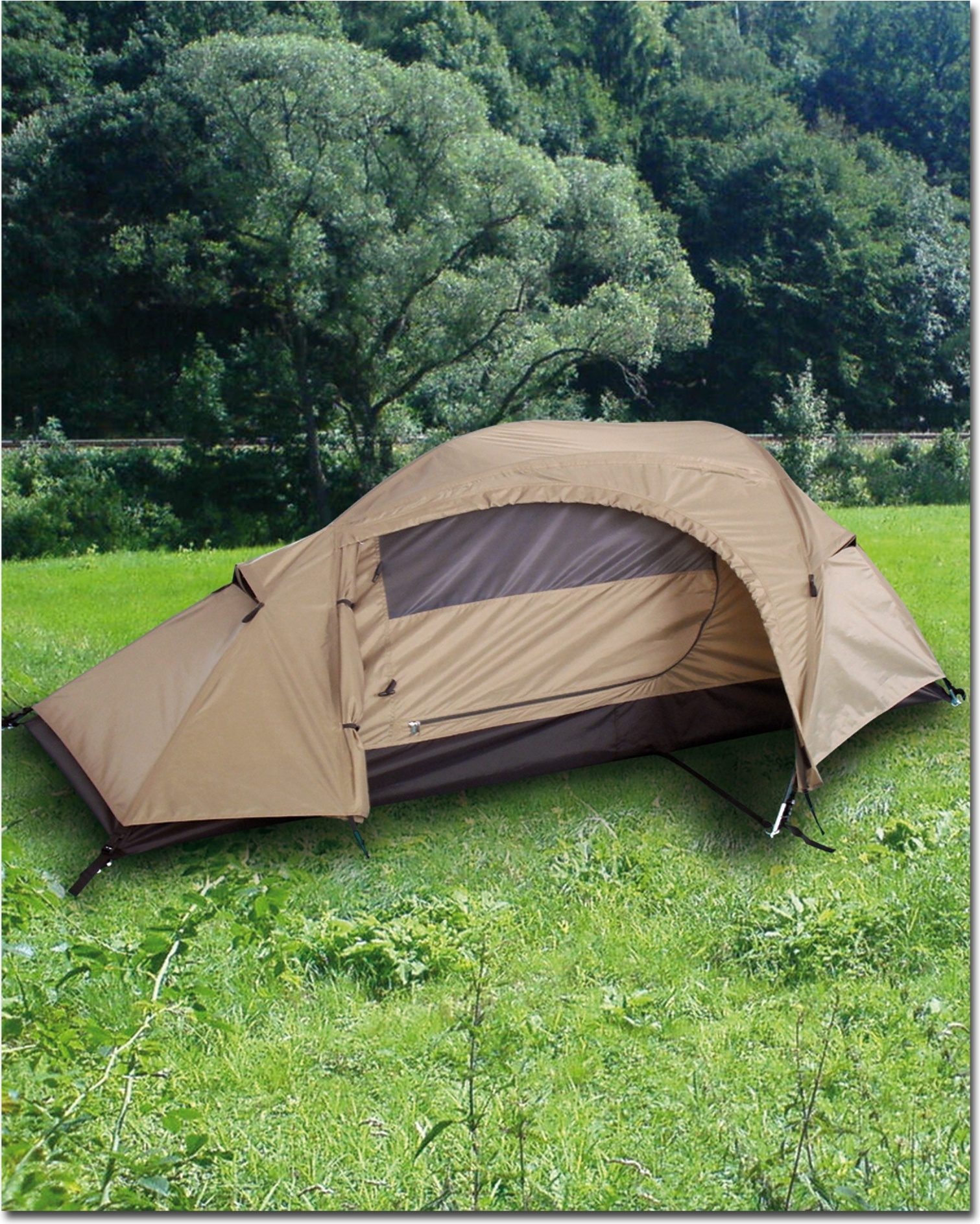 Sturm Bundeswehr und Freizeitshop Mil-Tec Einmannzelt, "Recom", coyote tan 14201005