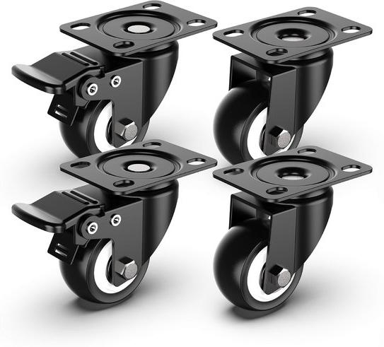 OEM 50 mm Metallische Meubelwielen mit Sicherheitsbremse, Set aus 4 schweren Rädern (2 mit Bremse und 2 ohne), Gesamttragfähigkeit 250 kg 2026