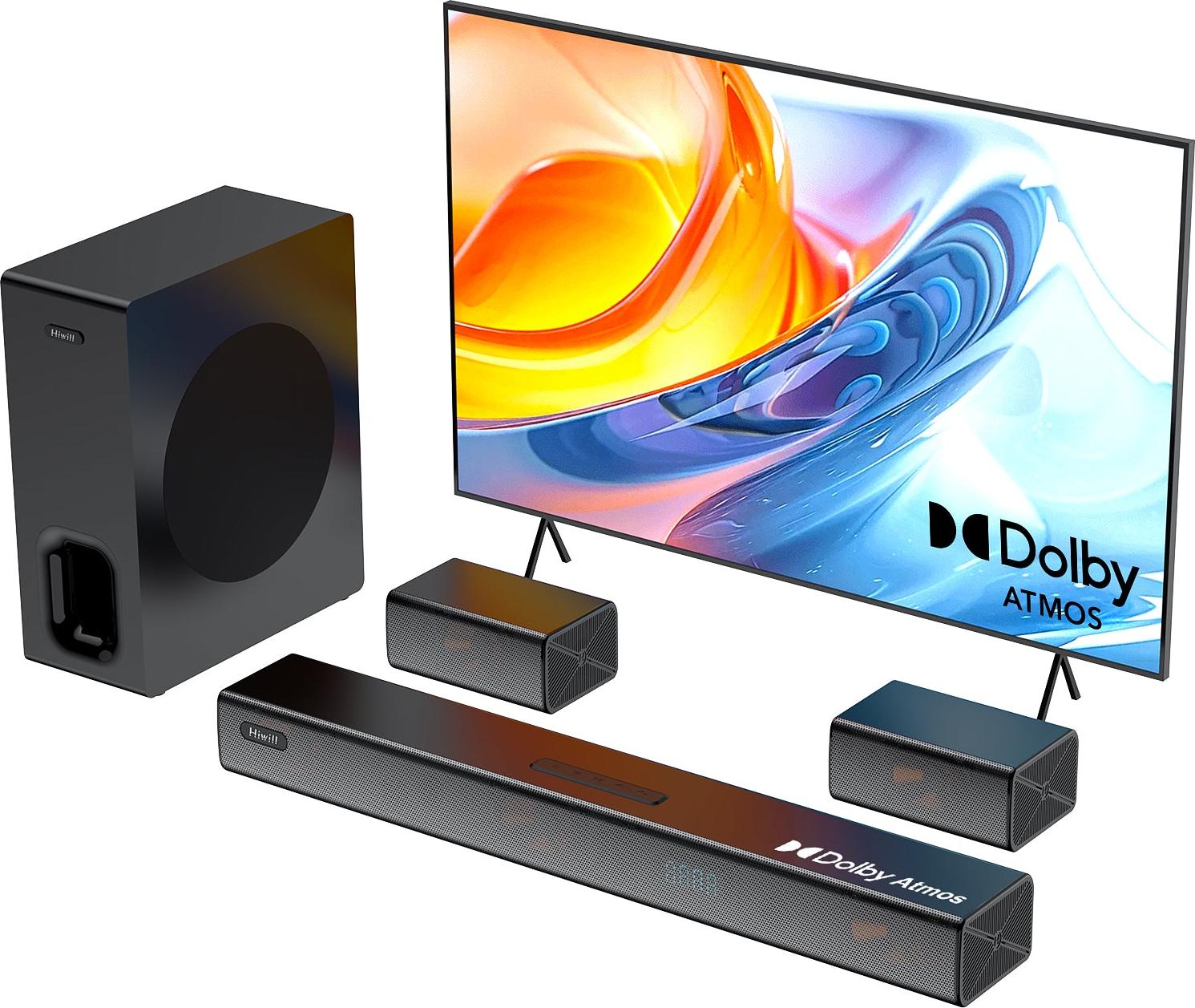 Hiwill A51 PRO Soundbar - Bezdrôtovým Subwooferom 6,5" 2 Surround Reproduktormi - čierny