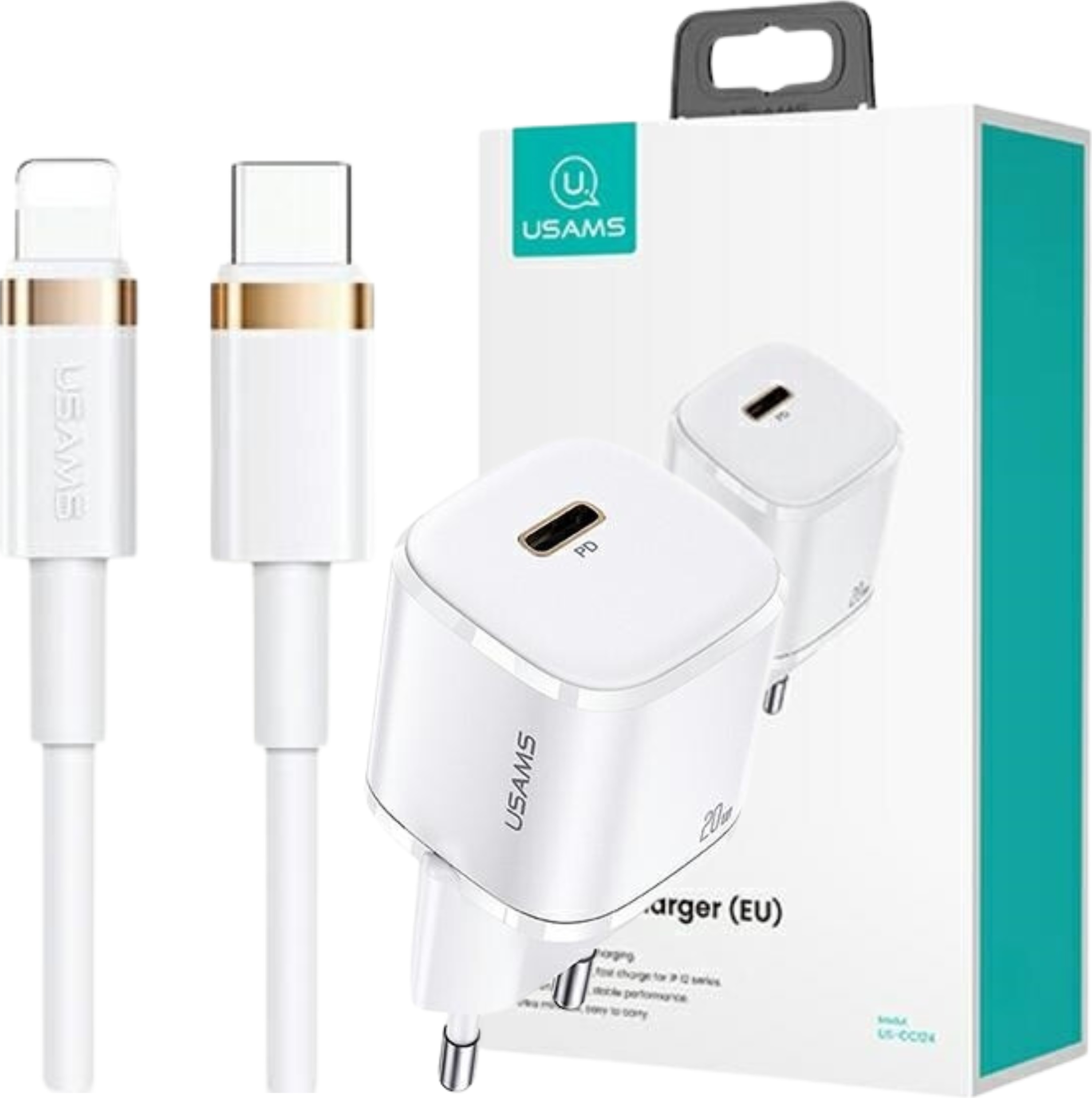 Usams phone charger T36 1xUSB-C+Lightning PD3.0