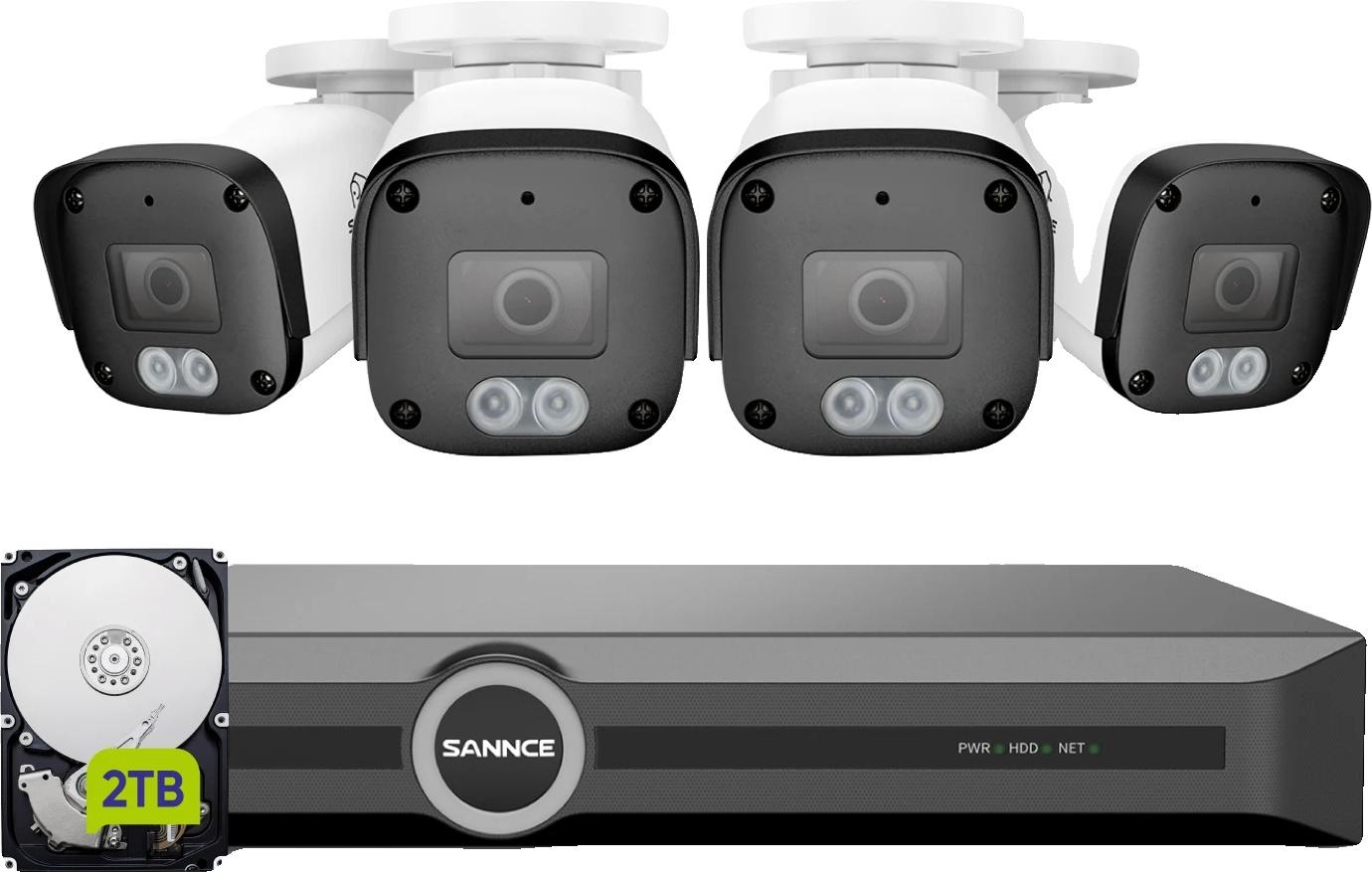 Bezpečnostný systém, rozlíšenie 5MP, detekcia osôb a vozidiel, nočné videnie do 30 metrov, 4STK 2TB