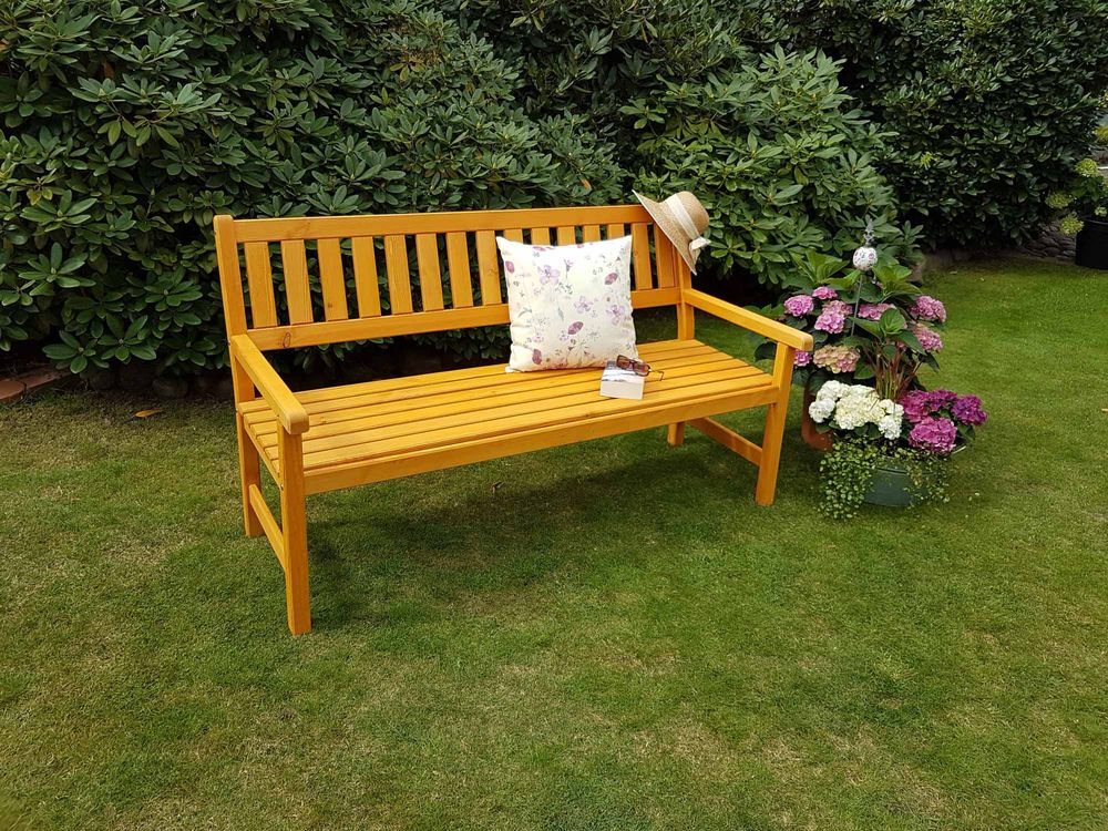 Gartenbank 'Johanna' 3-Sitzer, honigbraun Promadino Parkbank Holzbank Bank Holz