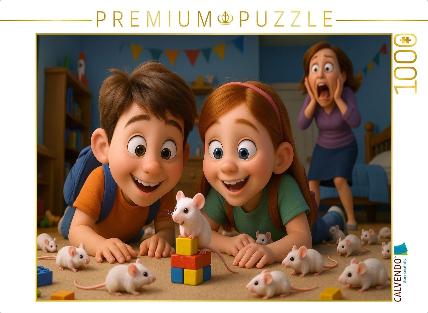 CALVENDO Puzzle Spontane Vermehrung - Kinder freuen sich über Mäuse | 1000 Teile Lege-Größe 64x48cm Foto-Puzzle für glückliche Stunden
