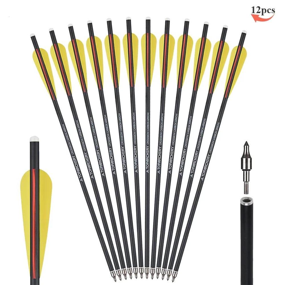 StarTech Carbon Armbrustbolzen 41 cm - Mixed-Carbon Schaft - 10 cm Kunststoffbefiederung - Austauschbare 125 Grain Spitze - Für Zielscheibe & Jagd - Gelb 12er Set