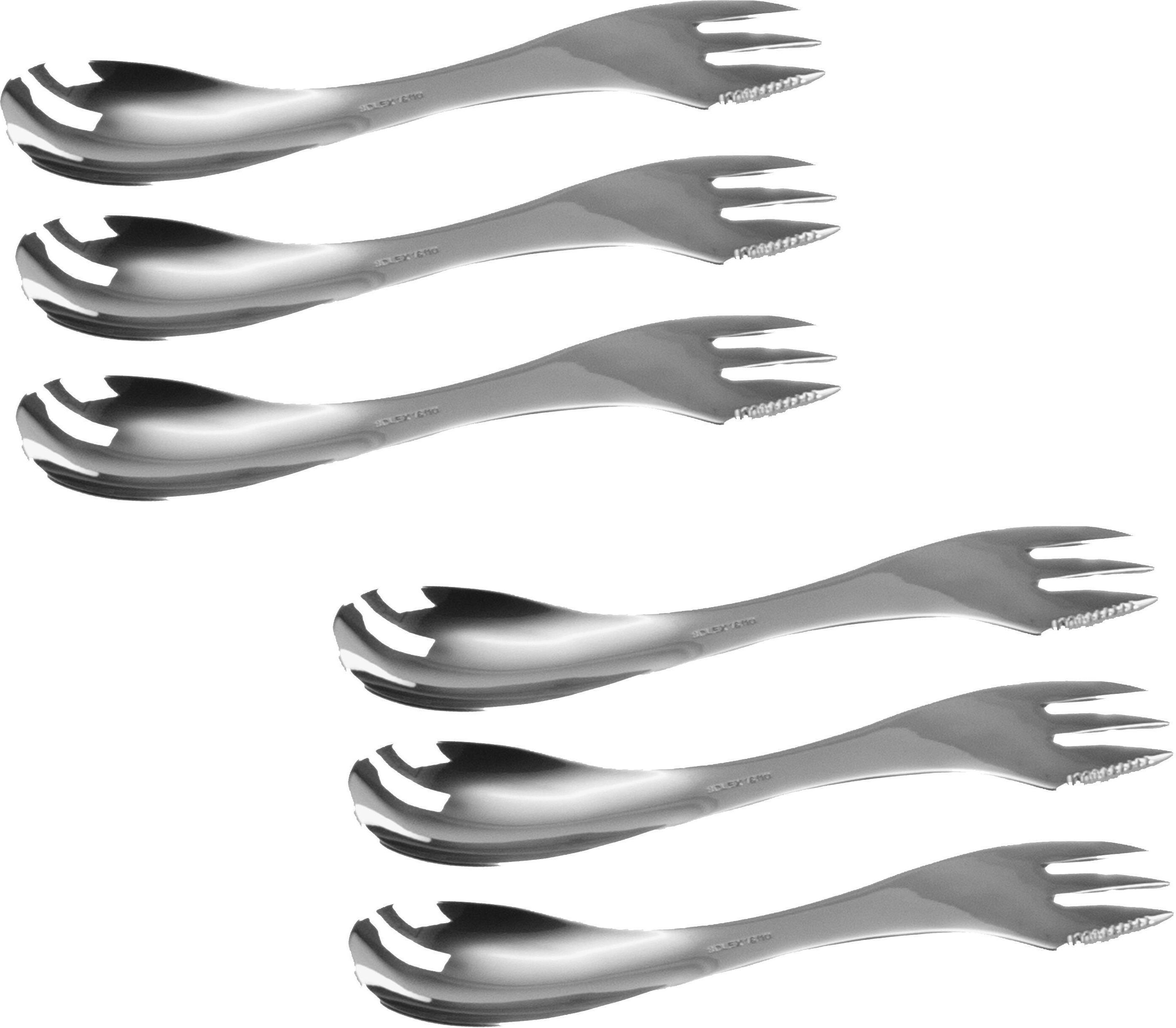 Solex Sophia 6 Stück Megöffel SPORK 3 in1 Campingbesteck Göffel-6er