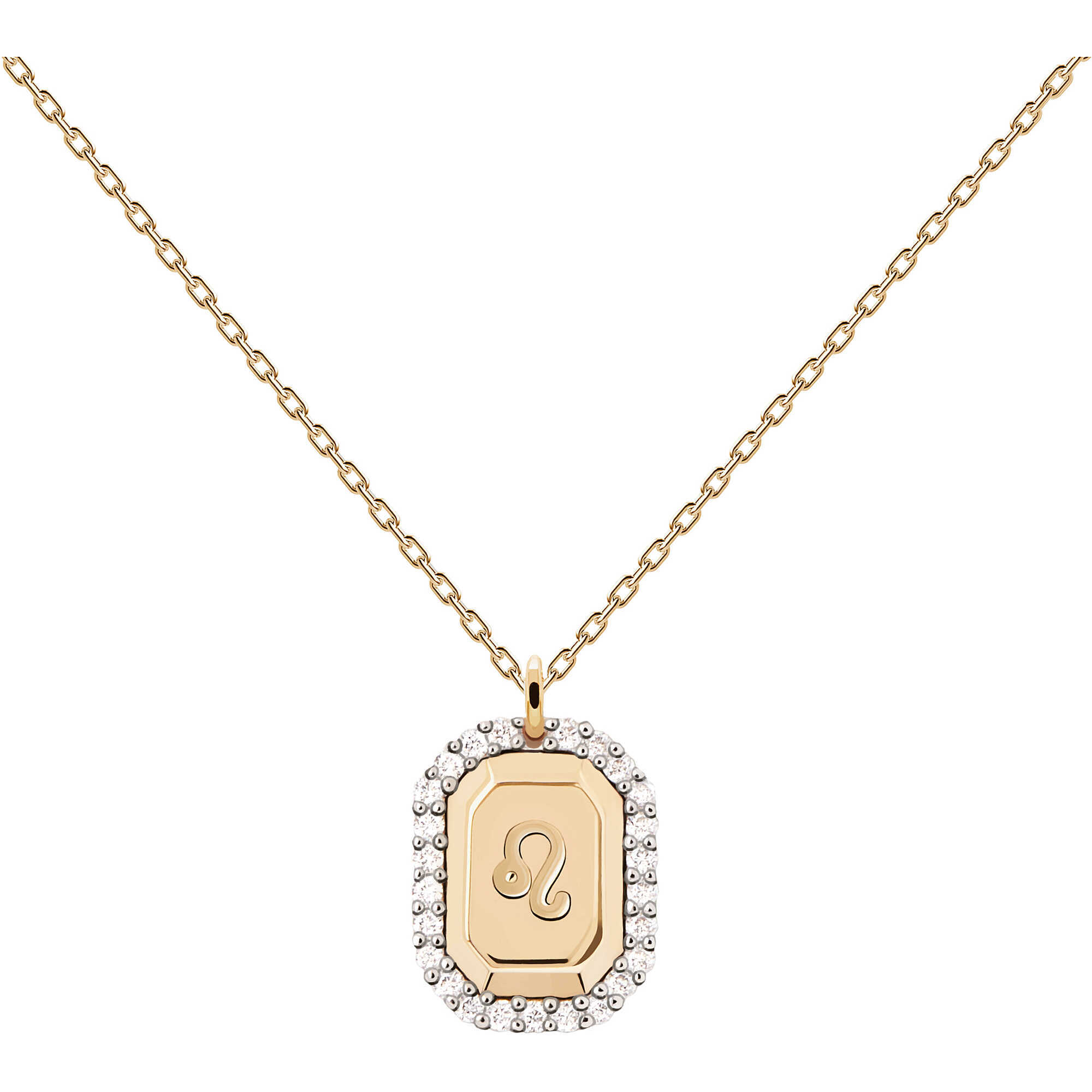 Collana con iniziale E in argento placcato oro, circondata da gemme... | Collana con lettera E