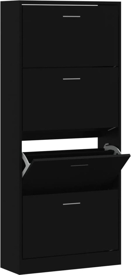 Schuhschrank Schwarz 63x24x147 cm Holzwerkstoff