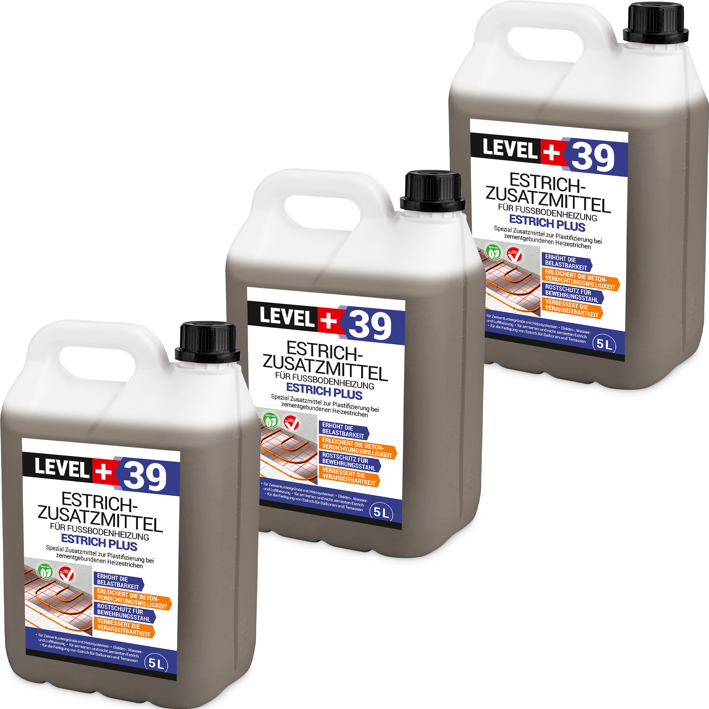 Hangato GmbH Estrichzusatzmittel 15L Fussbodenheizung Heizestrich - Zementestrich Profi L+39 RM39_15