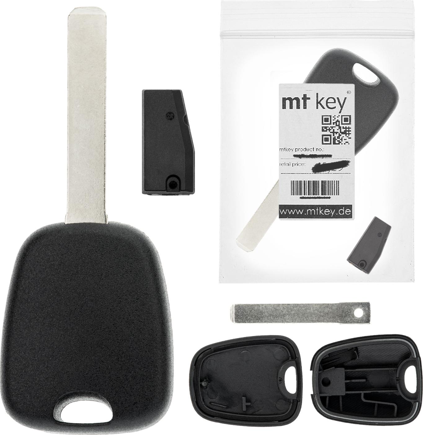 MT-KEY Auto Zünd Schlüssel Rohling VA2 + HITAG AES 128 BIT Transponder Wegfahrsperre kompatibel mit Renault Clio IV 12-19 Twingo III 14-22 WIX336