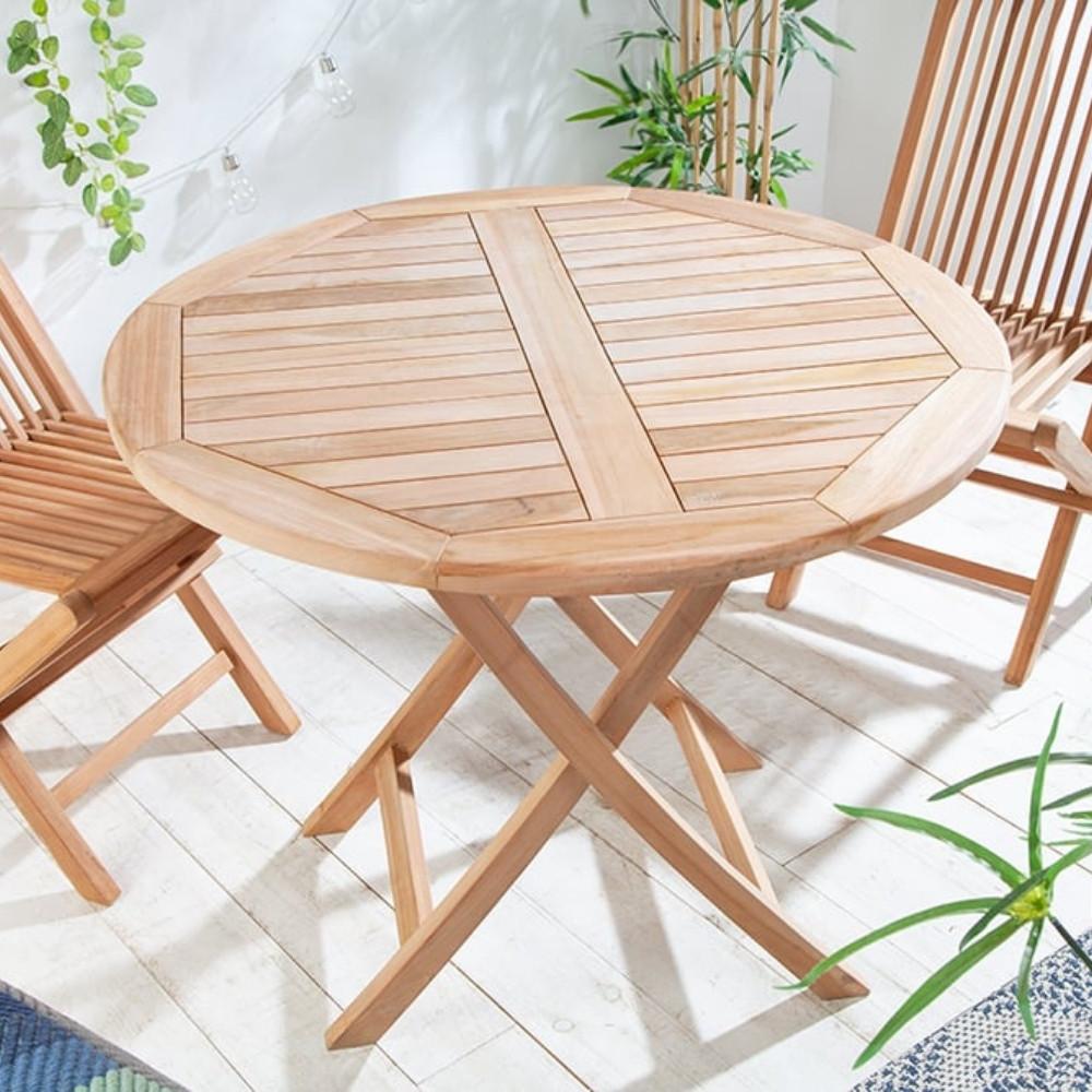 LEBENSwohnART Teak Gartentisch KURSI klappbar ca. D100cm Esstisch 11119