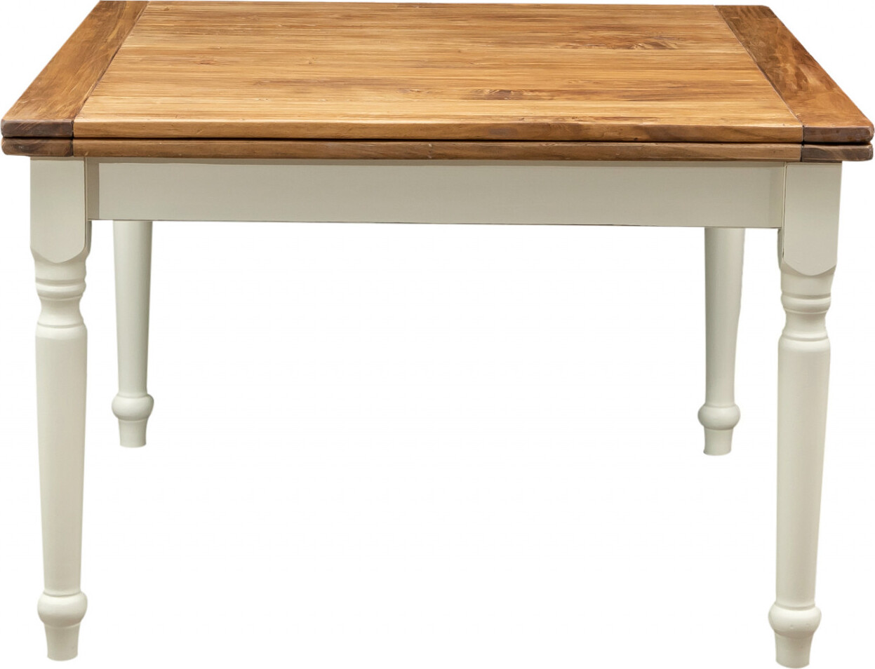 Esstisch ausziehbar 120 x 120 x 80 cm, Holztisch massiv, Esstisch massivholz, Holz/Weiß