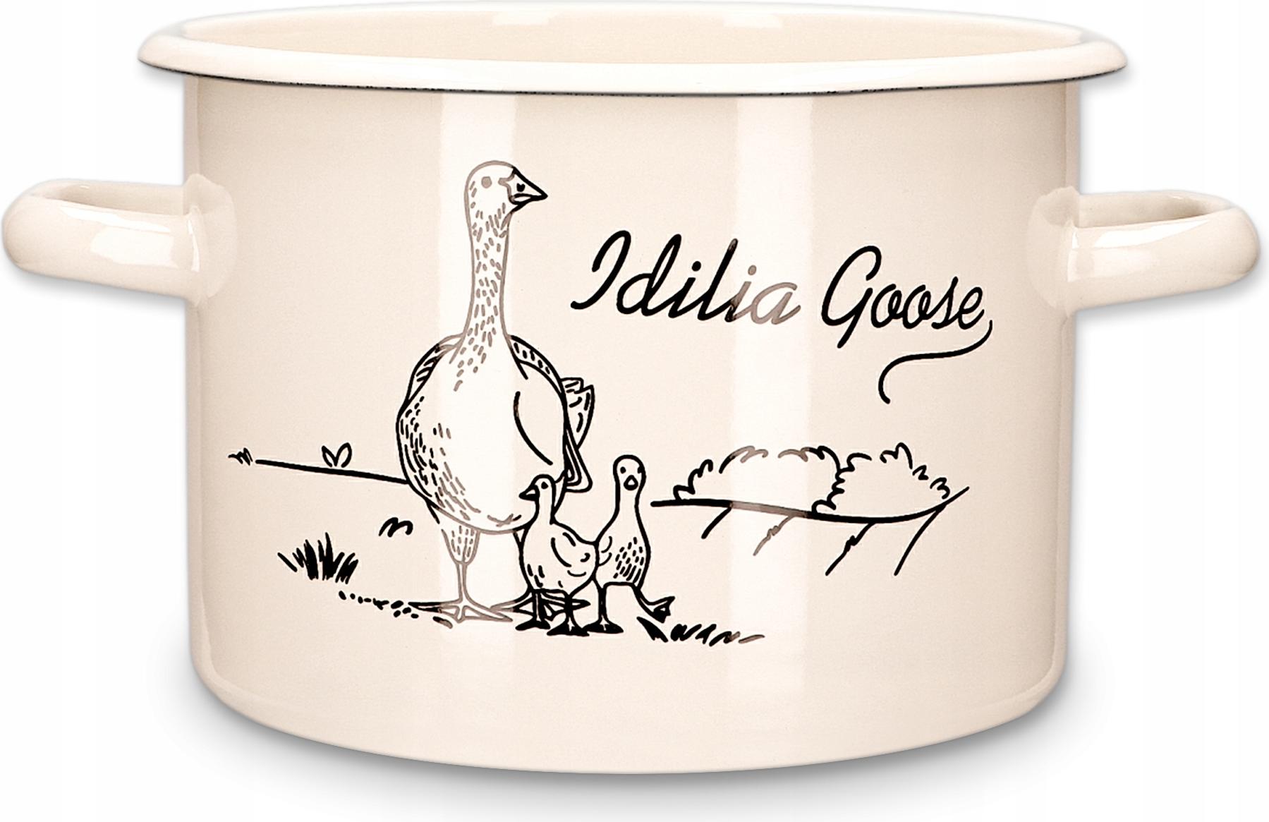 Kuketo | Emaille Kochtopf 5,5 L Mit Griffen – Induktion & Alle Herdarten – Creme Topf Mit Gans Motiv Robust, Hygienisch, Hitzebeständig & Stilvoll 639501