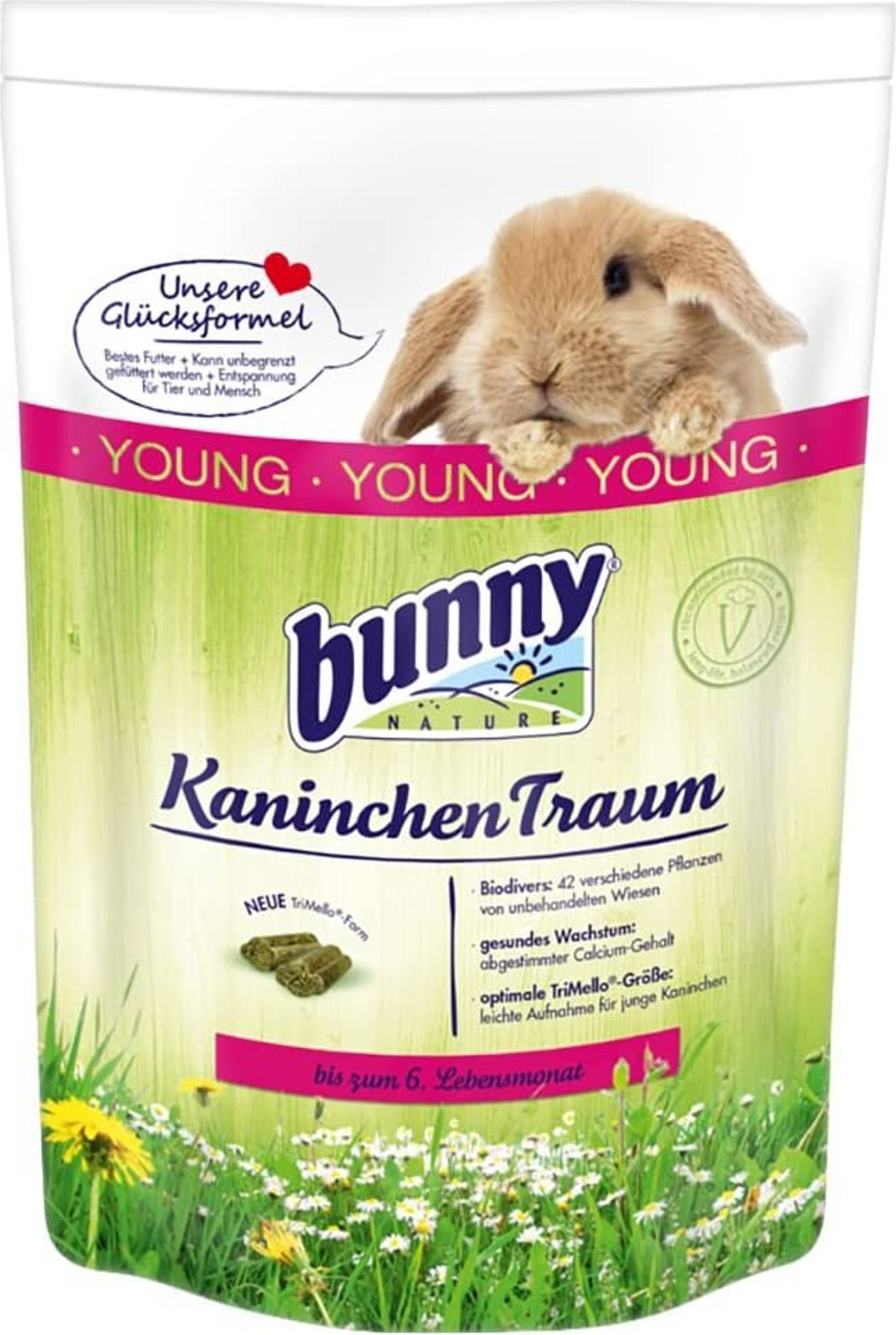 Bunny KaninchenTraum BASIC Futter Für Zwergkaninchen – Mit 42 Wiesenkräutern & 3-Faser-Mix