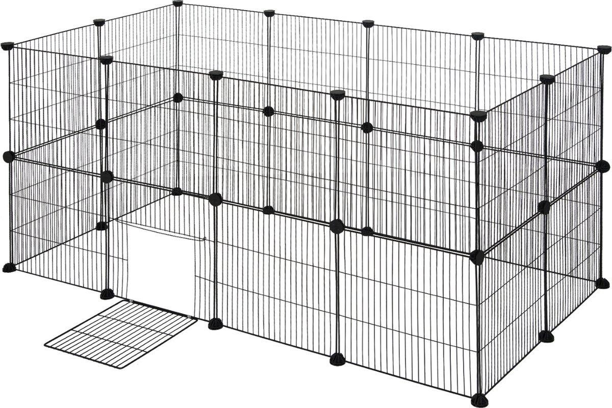 Bolt Edge Tierlaufstall – Schwarz – Extra Hoch und Verstellbar – 142 x 71 x 71 cm – Metall
