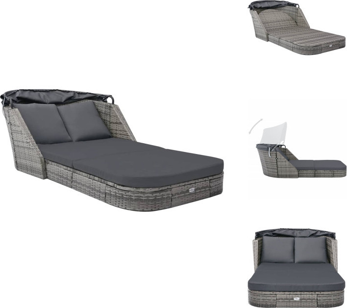 vidaXL Lehátko so strieškou z polyratanu antracit - Lehátka