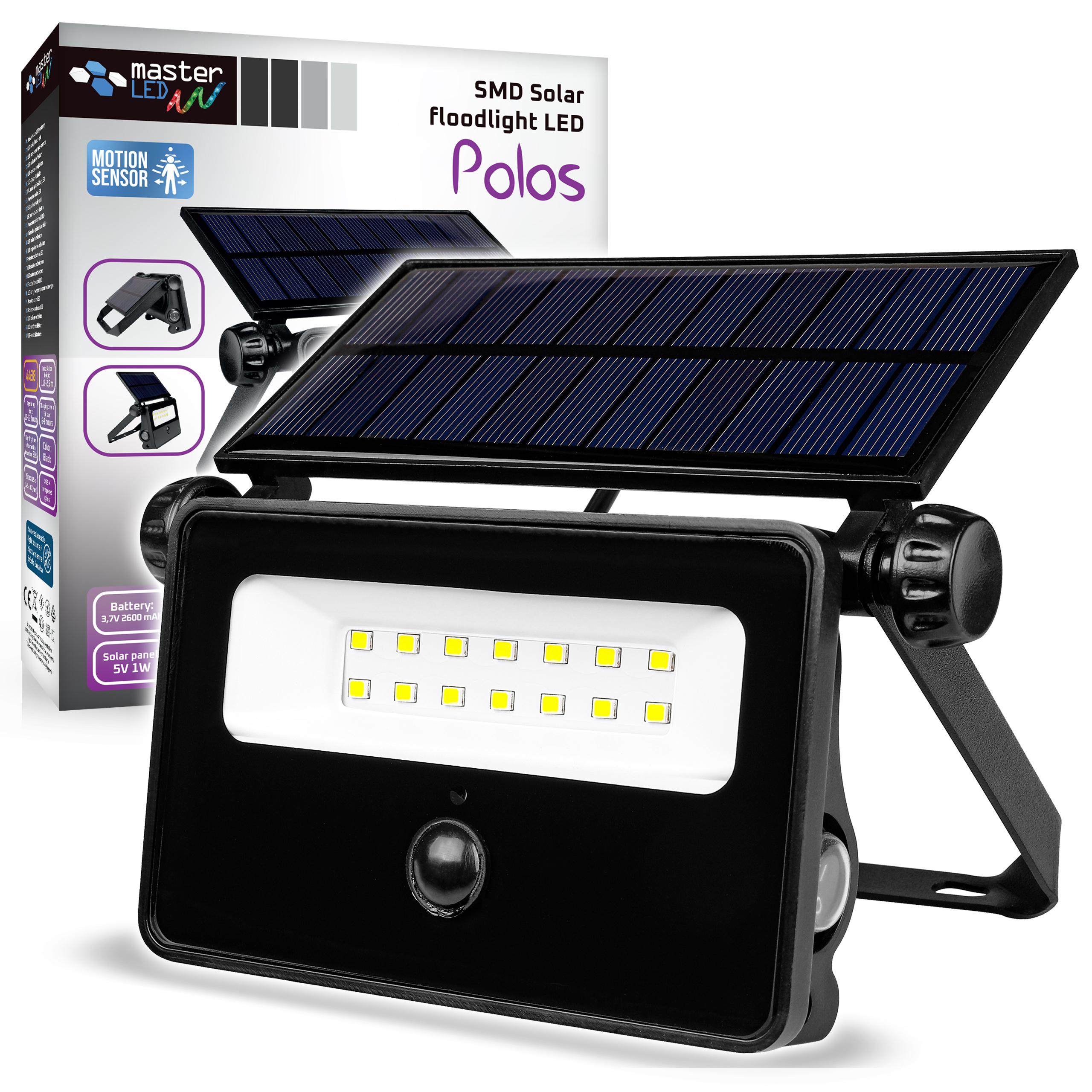 MasterLED Solar Fluter 20W 800lm Kabellose Solarlampe Außen IP54, 4500K, PIR Sensor & Dämmerungssensor, Wandleuchte Garten Schwarz 4438