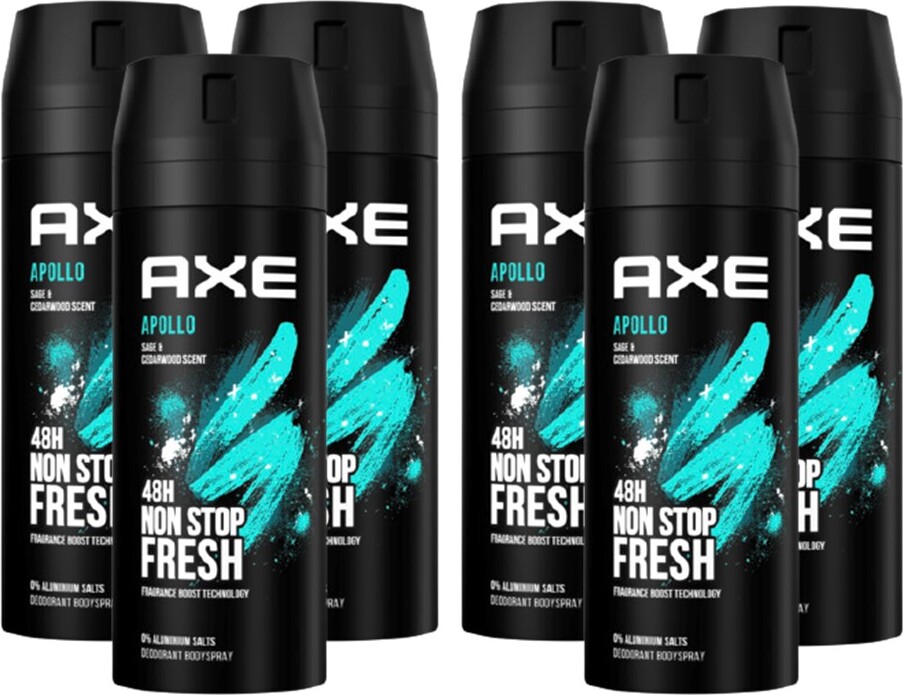 AXE Bodyspray Apollo Deospray Deodorant Männerdeo ohne Aluminium 6x150ml Herren Männer Men Deo mit 48 Std. Schutz 8710447484234