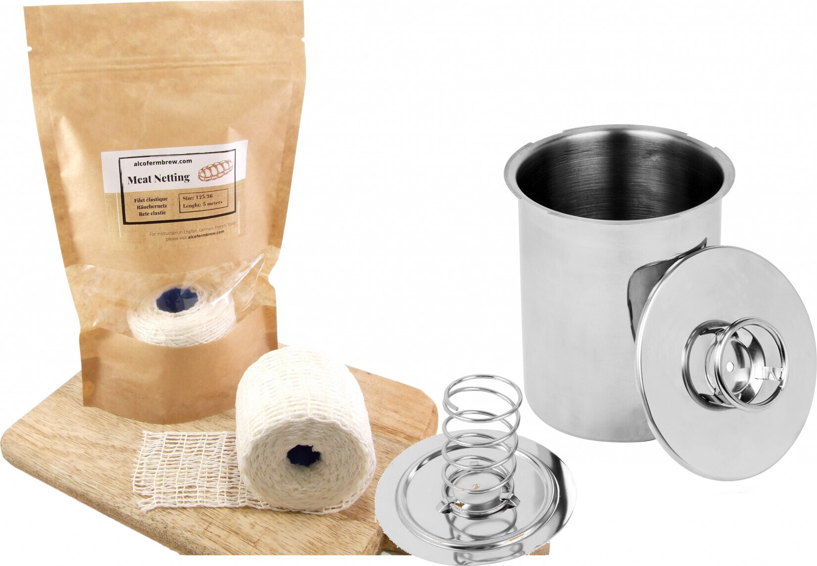 Alcofermbrew Kochschinkenform 3kg (Schinkenkocher) und Räuchernetz 5m