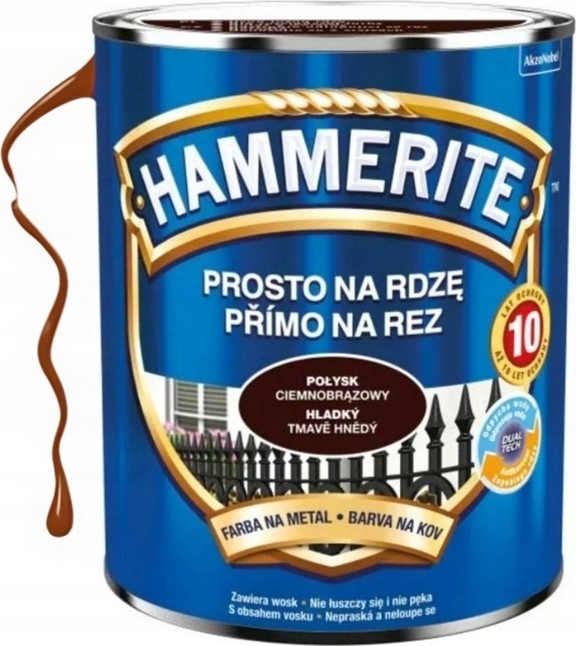 Hammerite Hammerit-Emaille, glänzend, dunkelbraun, 0,7 l - 5EMHA.PCB0.7