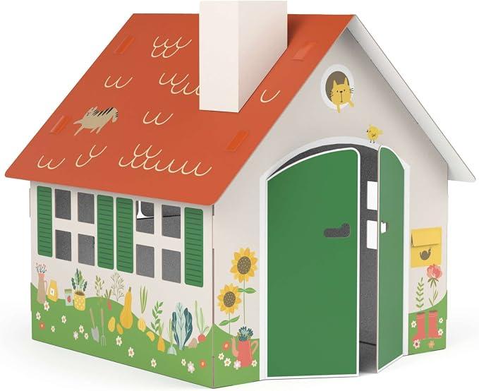 Unbranded Spielhaus XXL 1,2 x 1,15 x 1,13 m aus Pappe Pappspielhaus Karton Haus - Spielhaus Gartenhaus