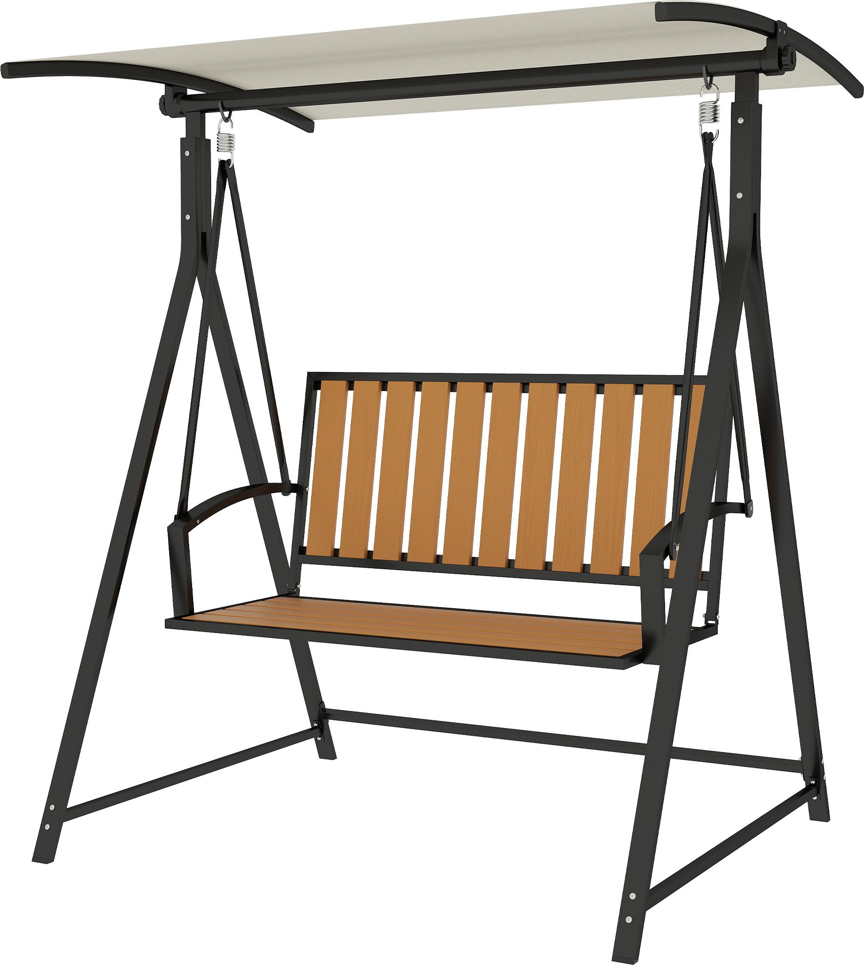 Slyrun Verstellbare Hollywoodschaukel mit Sonnendach, 2-Sitzer Gartenschaukel 142x112x162cm Schwarz, Outdoor-Loungemöbel KAUF-QYSP-84A-368V00BK-015