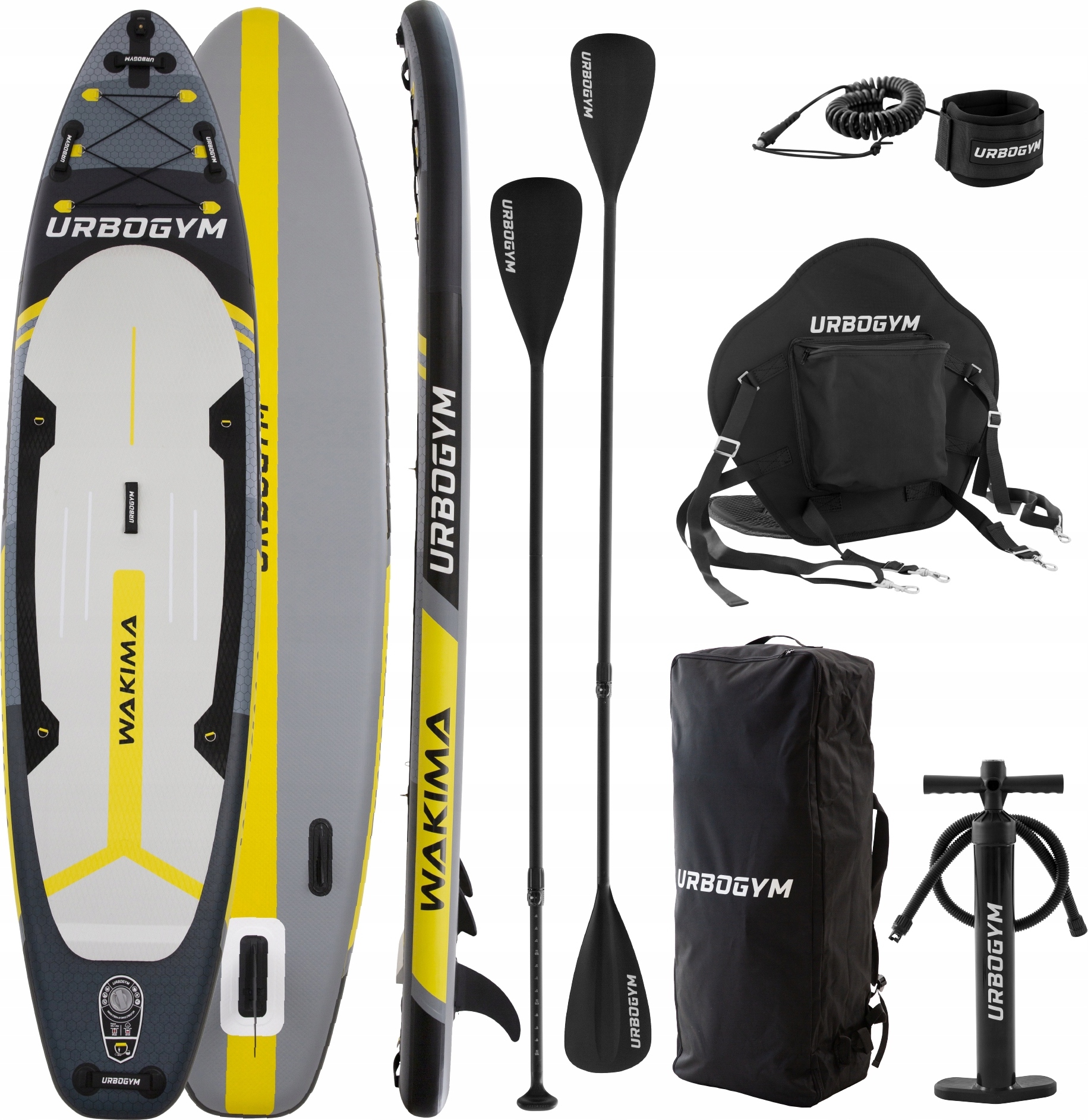 Urbogym Board Sup 350Cm Set: Sitz, Go Pro Griff, Hybrid Sup/Kayak 5 Griff
