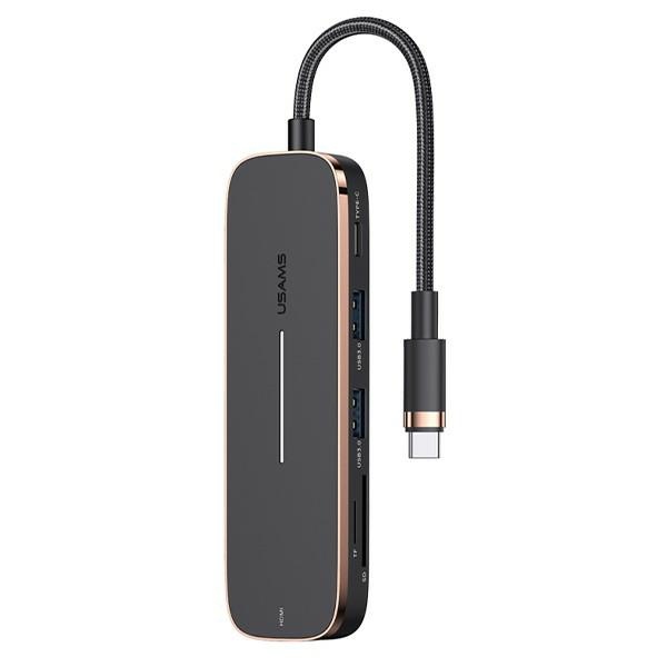 Usams Adaptér Hub 2Xusb + Usb-C + Hdmi + Micro Sd+Sd Black/Black Sj575Hub01 (Us-Sj575)