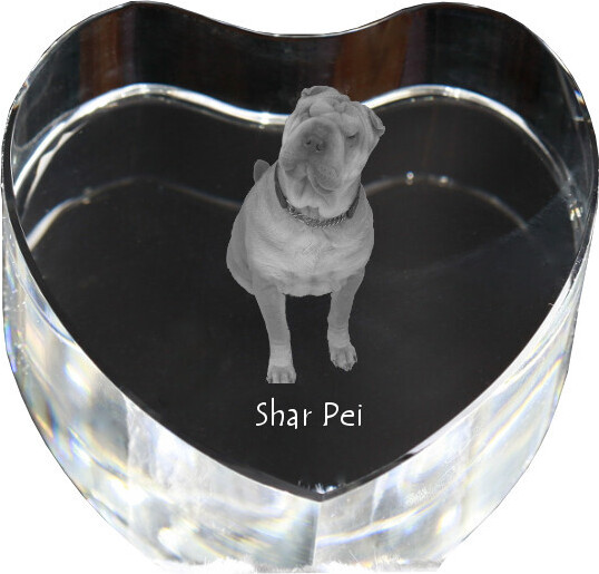 Shar Pei - Hundebild im Kristall, Kristallherz, einzigartiger Bilderrahmen der Marke Art-Dog