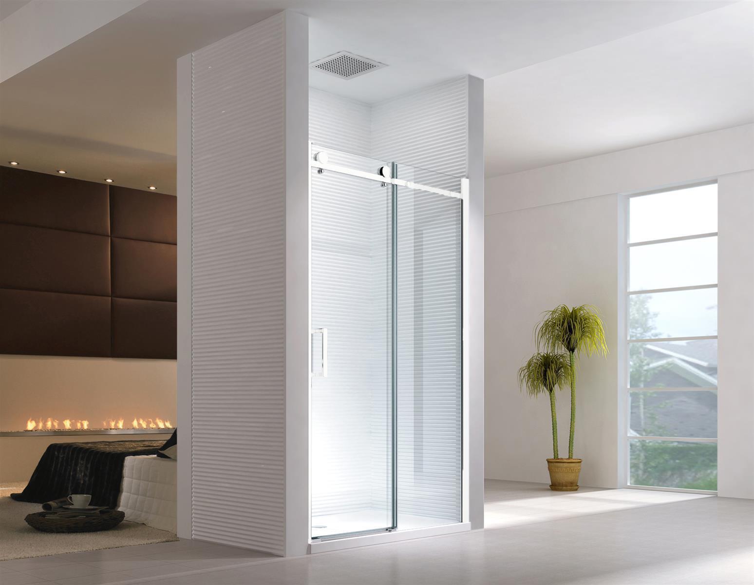 Glaszentrum Hagen - 140x195cm Schiebetür Duschtür WT - ESG Glas GH-1802N-140-WT