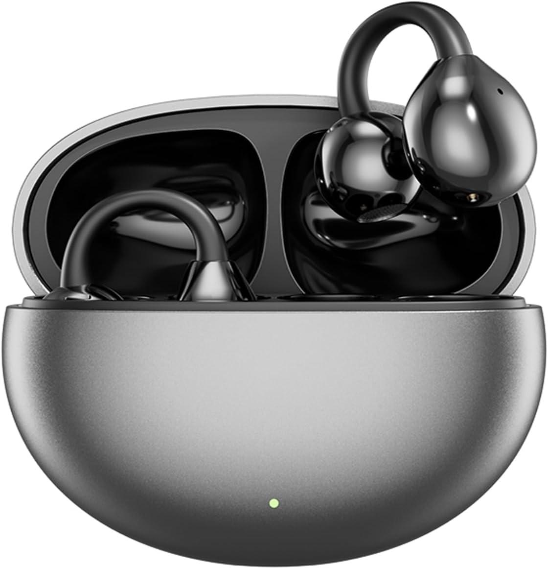 Xmenha Open Ear Clip Sport Kopfhörer Bluetooth 5.4 mit Bügel Air Bone Conduction Wireless Luftleitung Knochenschall mit Ohrclip für Laufen Radfahren