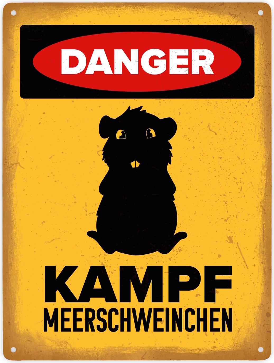 speecheese Danger Kampf Meerschweinchen Metallschild XXL in 28x38 cm mit Meerschweinchen