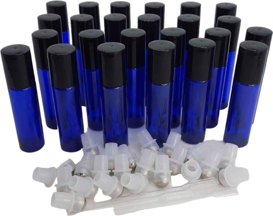 2 Bottiglie Roll-on In Vetro 50 Ml – Bianche Con Sfera In Plastica E Tappo – Per Oli Essenziali - 2