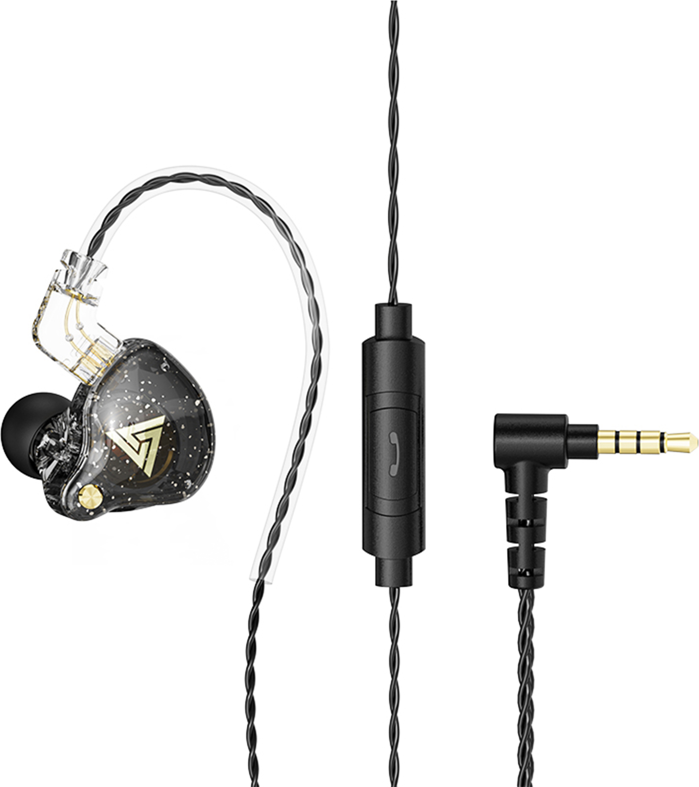 QKZ AK6 Pro – slúchadlá s káblom 3,5 mm, dynamické hudobné slúchadlá, odnímateľný kábel, ušné háčiky, športové slúchadlá, slúchadlá do uší, ovládanie na kábli s mikrofónom