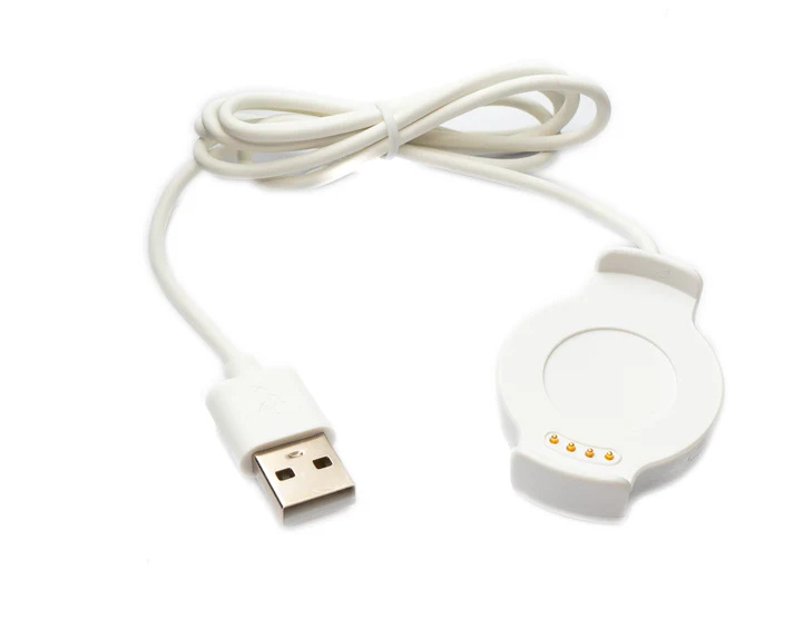 SYSTEM-S USB 2.0 kábel 100 cm nabíjacia stanica pre Huawei Watch 2 Smartwatch 5V adaptér v bielej farbe