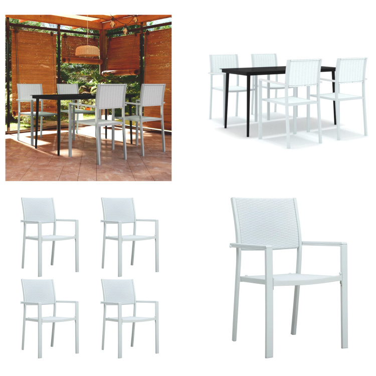 vidaXL 5-dielny záhradný jedálenský set biely - Záhradný jedálenský set - Záhradné jedálenské sety - Jedálenský set - Záhradný nábytok