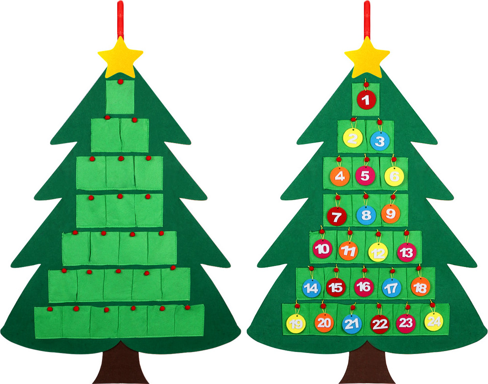 Topanieter999 TOPANBIETER 999 Weihnachtsbaum 70 x 95 cm Adventskalender Deko Filz DIY Filz Dekoration Kinder Bastelset Weihnachten Tannenbaum Christbaum