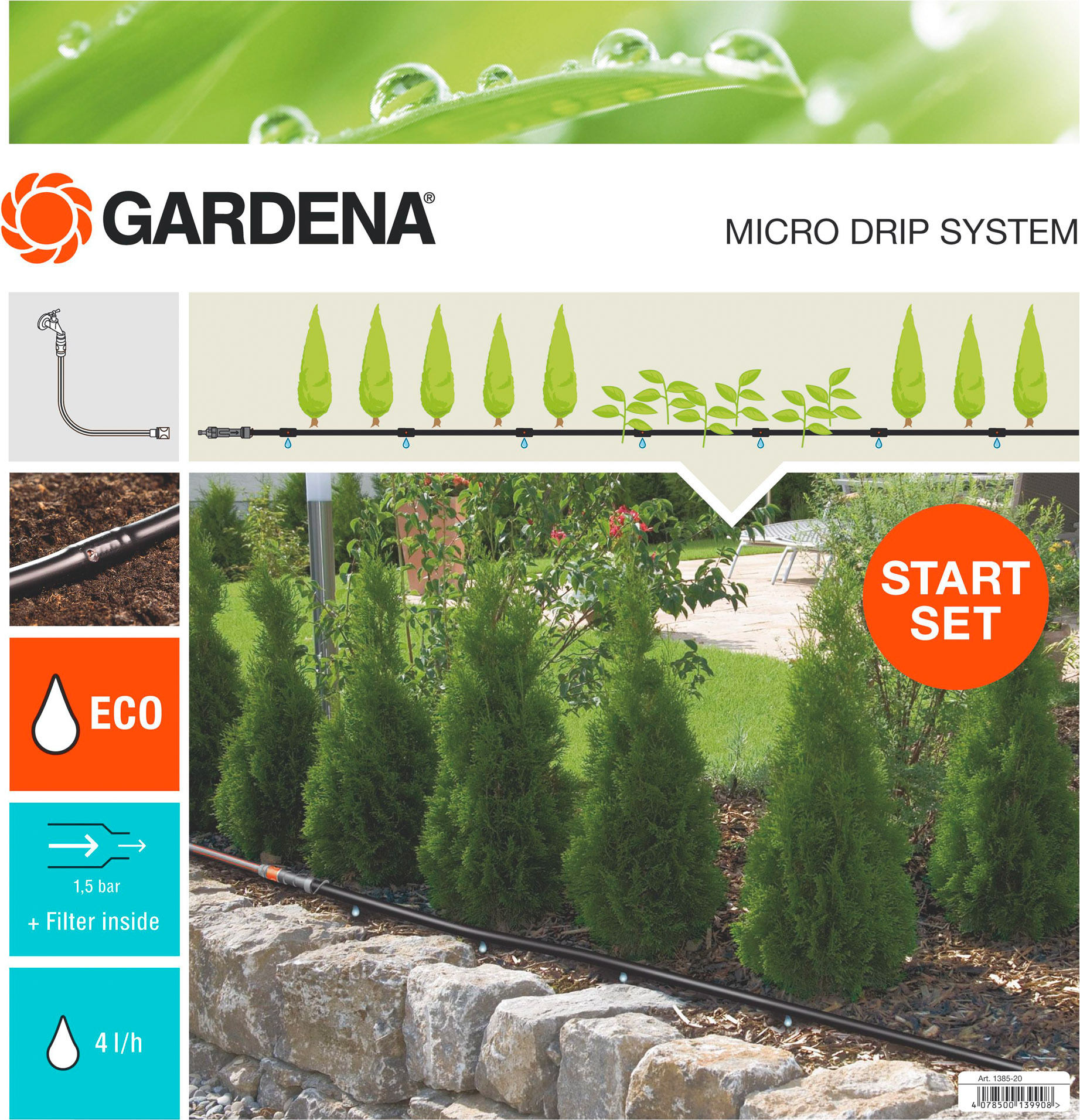 GARDENA Micro-Drip-System Start Set Pflanzreihen M
