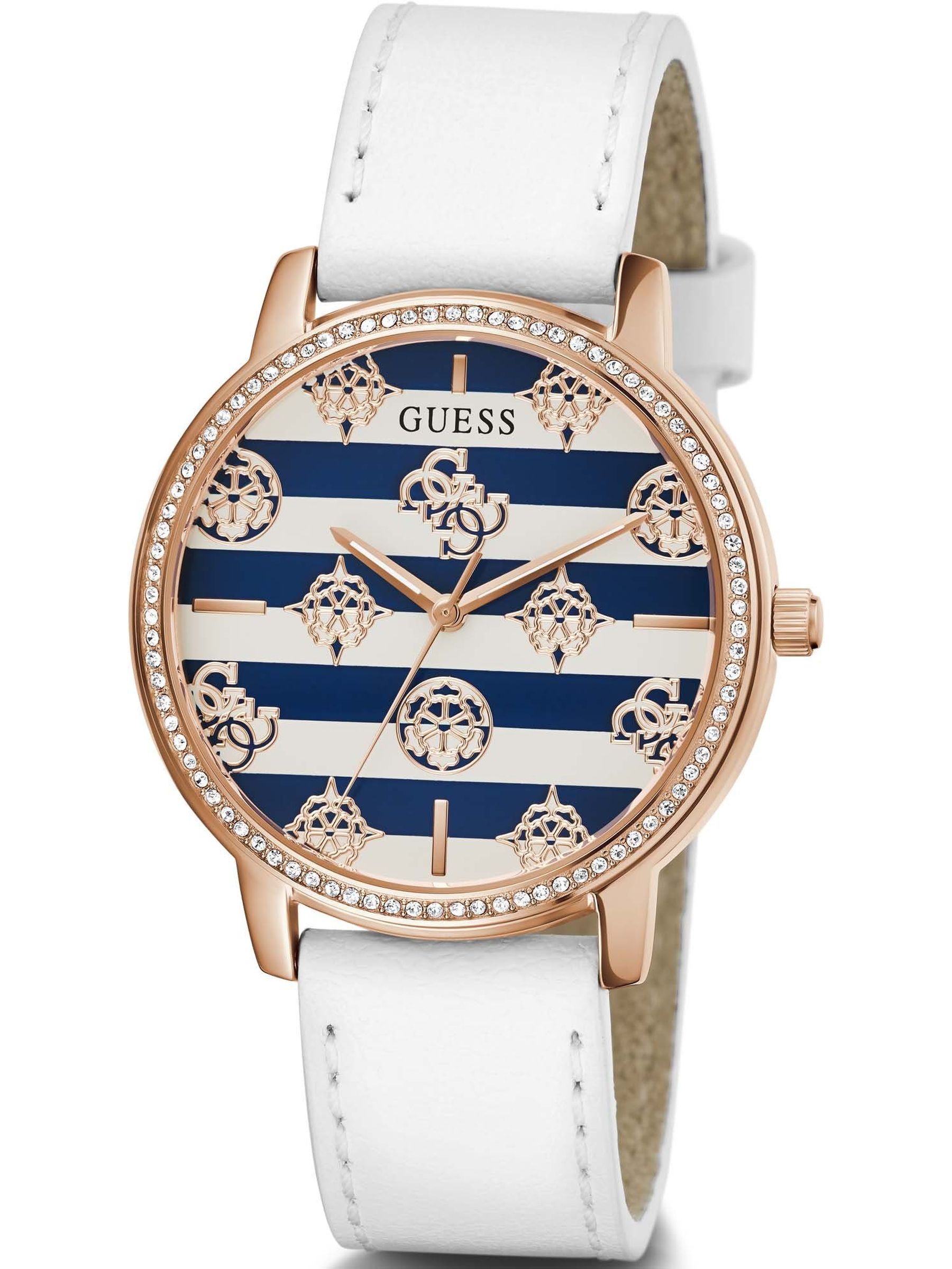 Guess Dámske náramkové hodinky Marina 38mm Stripe On Dial Strap Leather GW0398L2