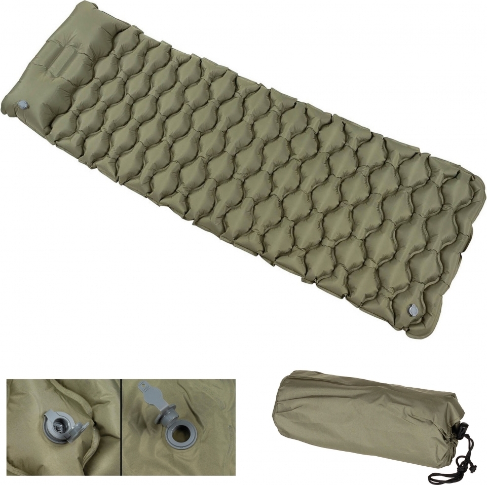 Fox Outdoor Isomatte, aufblasbar, mit Kopfteil, oliv 31774B