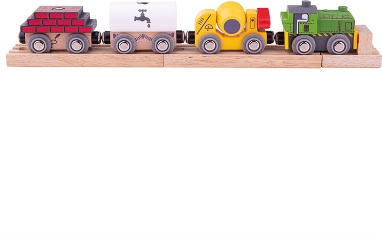 BigJigs Holzeisenbahn Bauzug - Spielzeugzug für Kinder - Baustelle BJT497