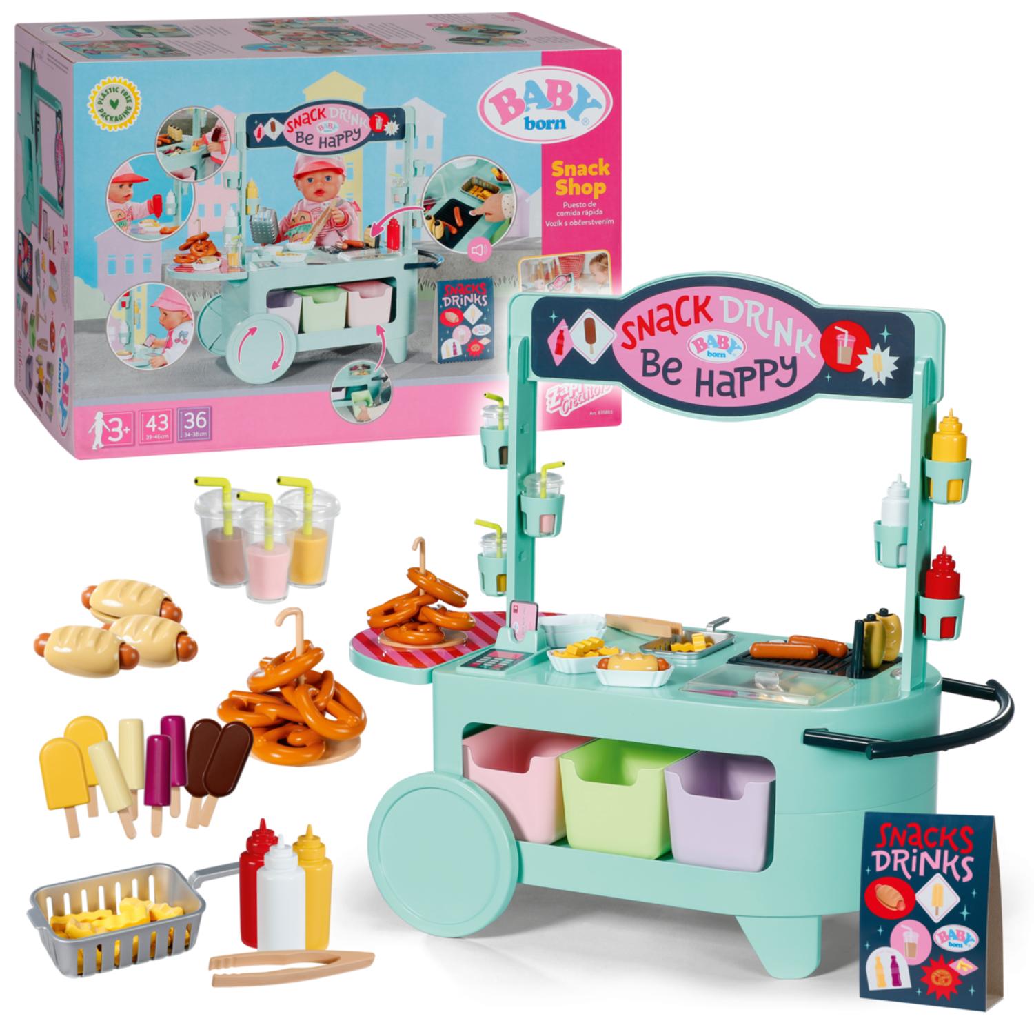 BABY born Snack Shop, Essensstand für Puppen mit Soundeffekten inkl. 25 Snacks 835883