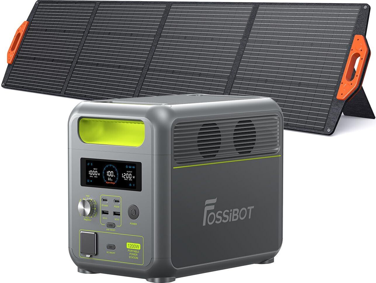 FOSSiBOT F1200 1200W Solárny generátor 1024Wh Prenosná napájacia stanica LiFePO4 mobilné napájanie Núdzový generátor energie s 200W solárnym panelom