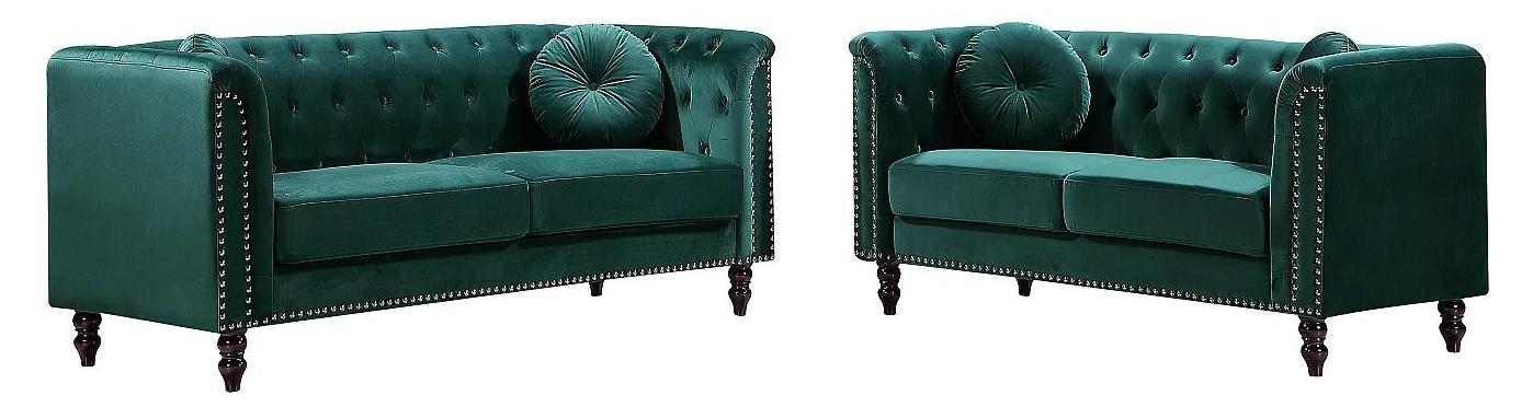 Vente-unique TURNER 3+2-sitziges Sofa aus smaragdgrünem Velours