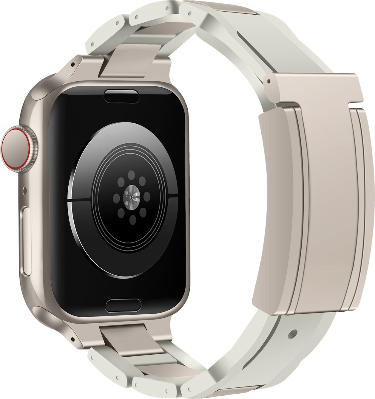 Pre Apple Watch Series 10 46mm / 9 8 7 45 / 6 SE 5 4 44mm Design Magnetická pracka z nehrdzavejúcej ocele Remienok béžová