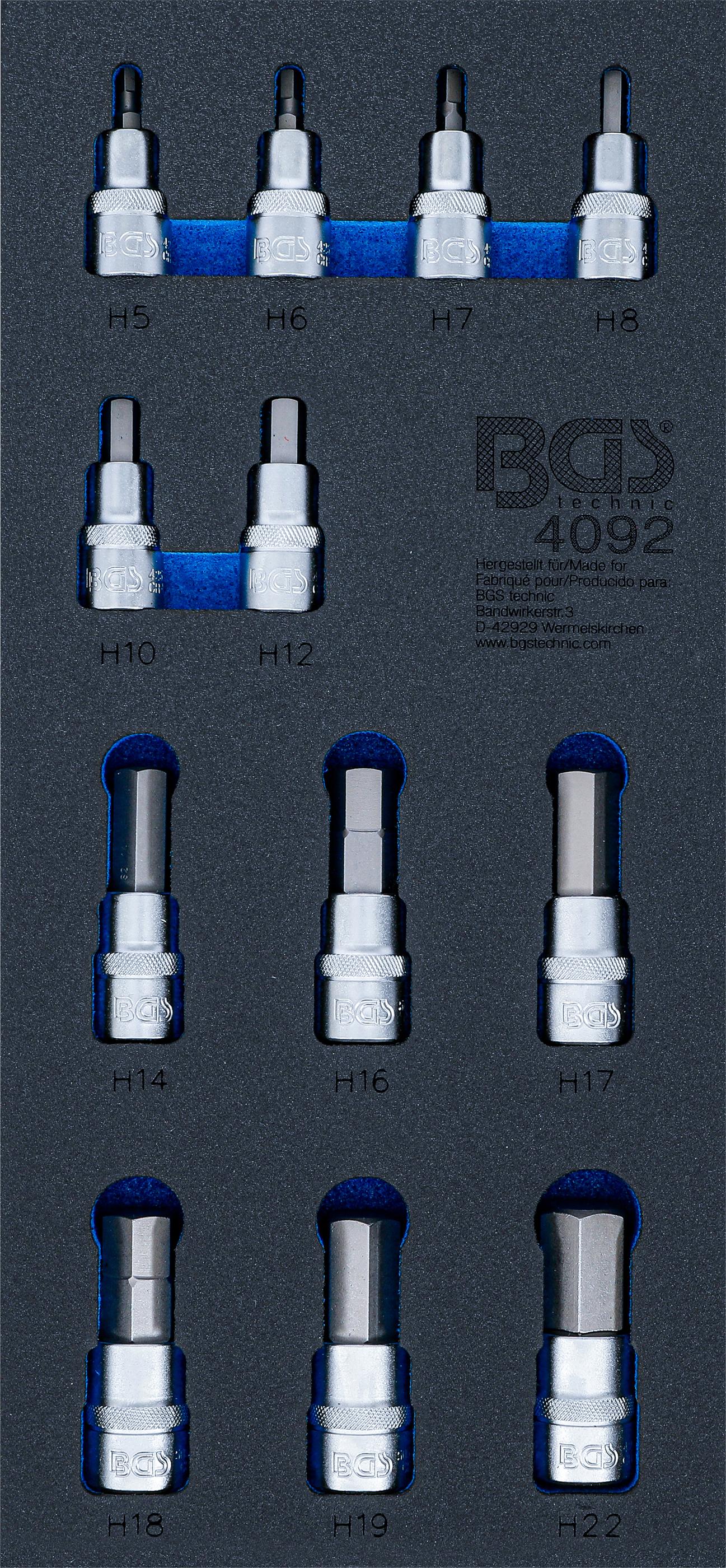 BGS technic BGS 4092 1/3 Werkstattwageneinlage: Bit-Einsatz-Set Innen-6-kant, 12,5 (1/2), 12-tlg.
