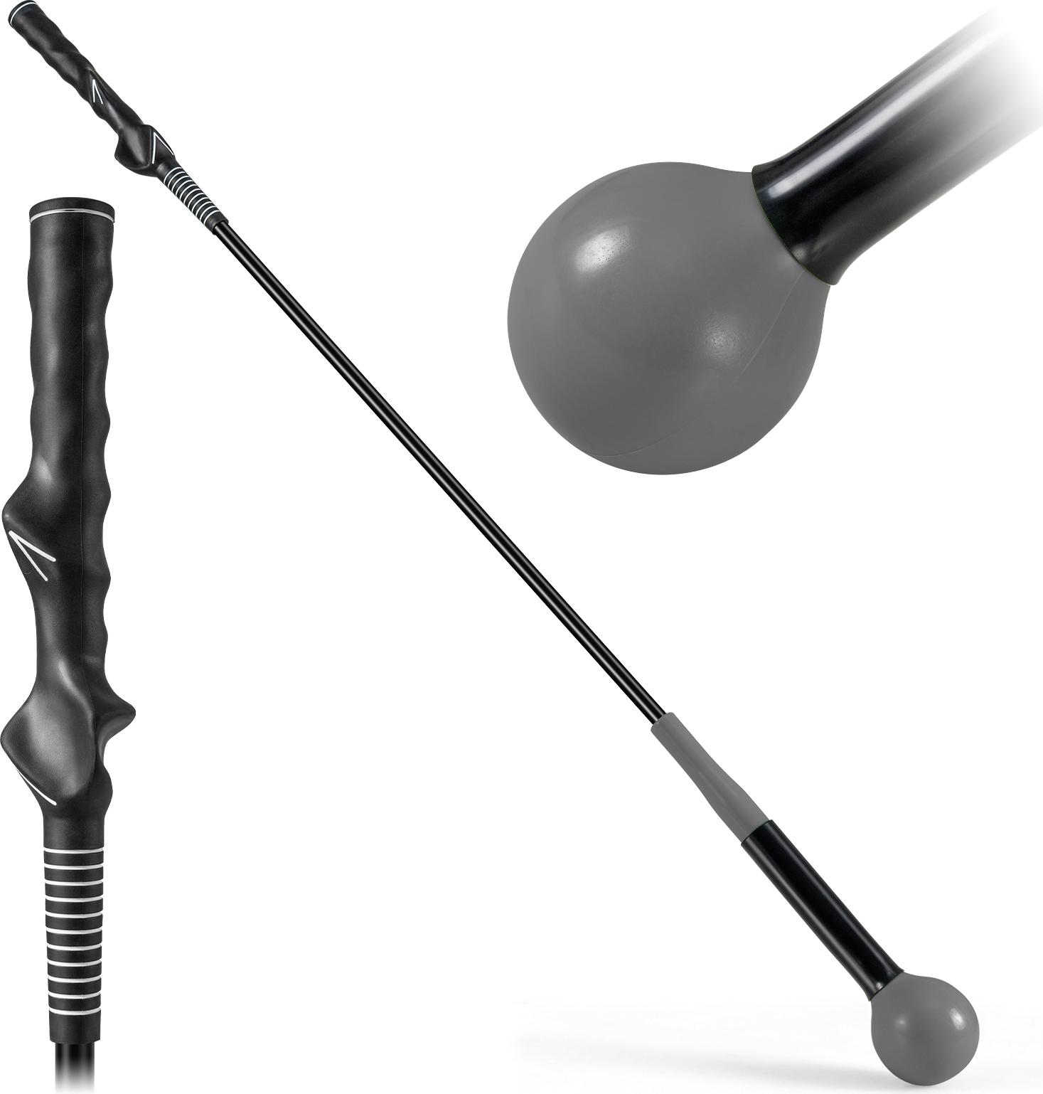COSTWAY Golf Swing Trainer, 100 cm Golf Trainingshilfe mit Gewichtskopf, Golf-Schwungtrainer, Indoor & Outdoor, Golfschwungtrainer-Hilfe, Grau